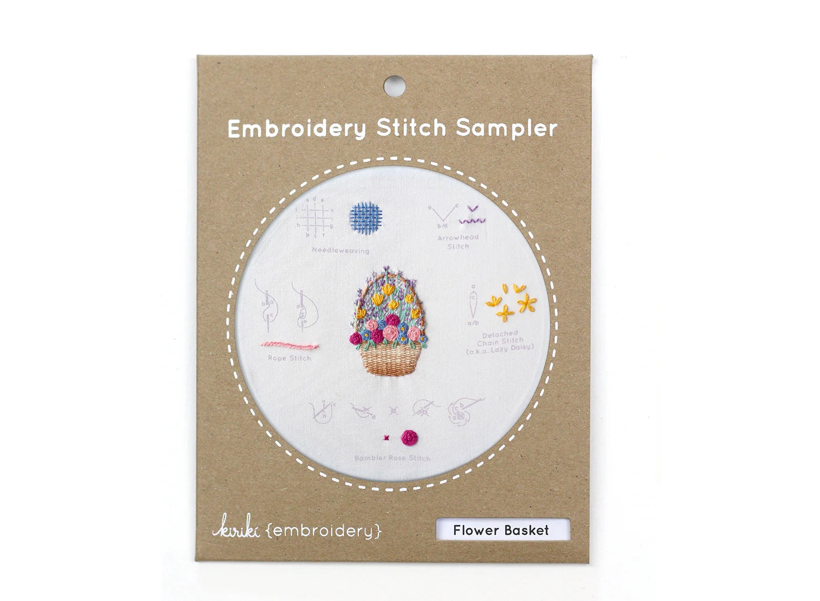 Flower Basket Embroidery Stitch Sampler