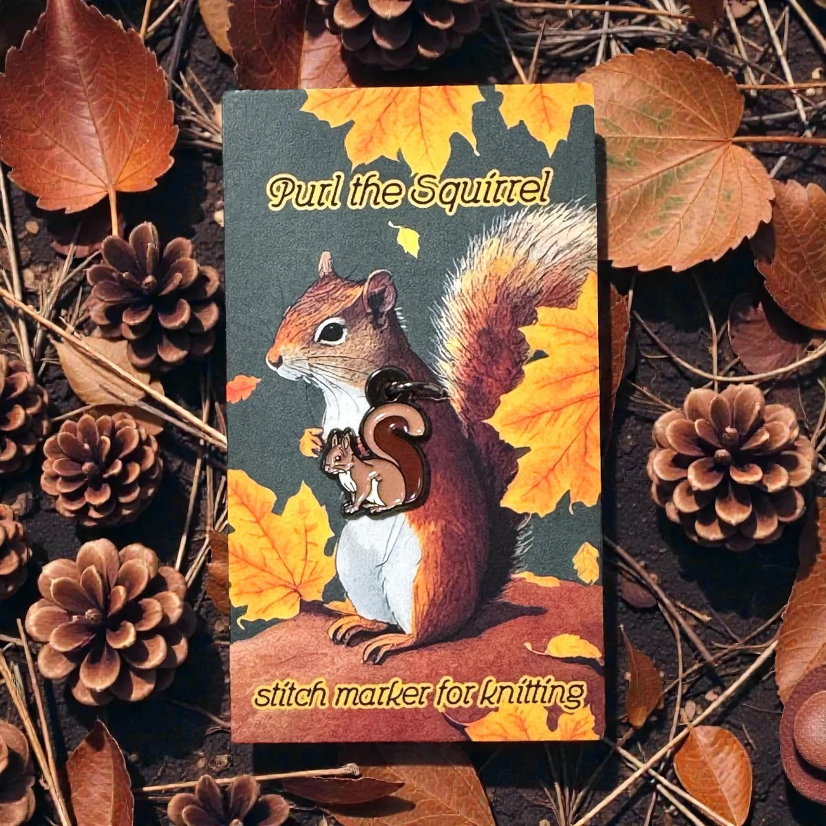 Purl the Squirrel Stitch Marker